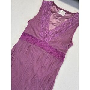 213 Y2K Midi Slip Dress Fairycore Coquette Lace Trim - Medium Purple
